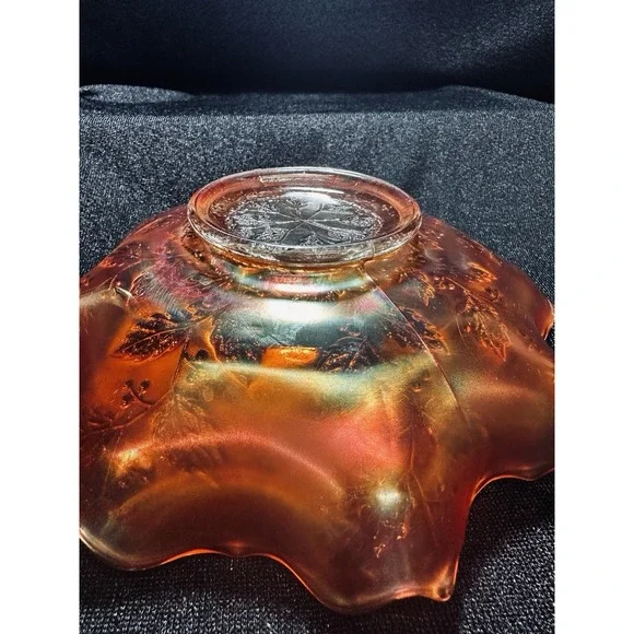 Fenton‎ Carnival Glass Bowl Marigold Ruffled Holly 8" - Picture 4 of 11